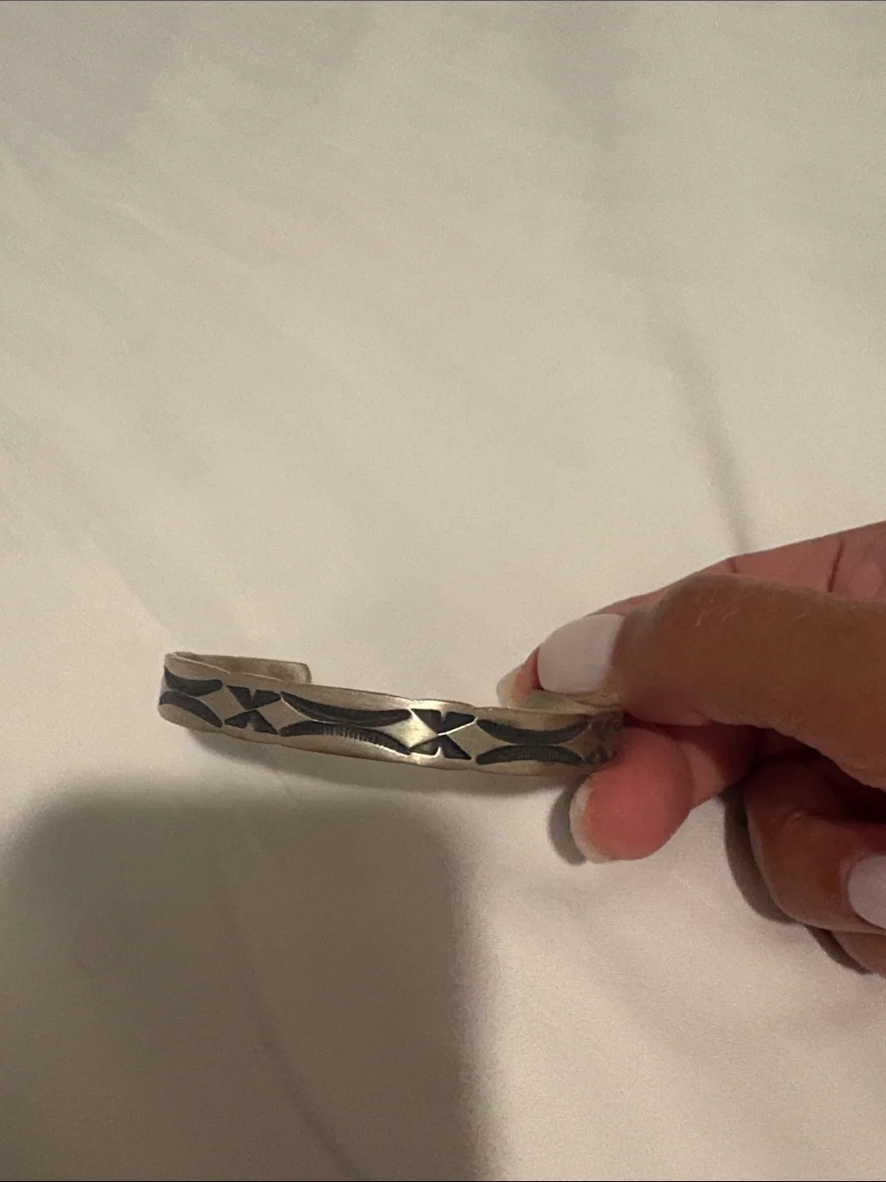 Men's Patterned Silver Cuff Bracelet